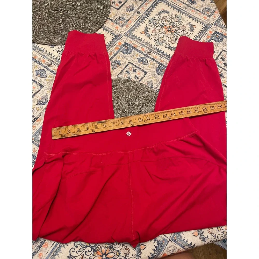 Athleta Salutation Jogger Red High Rise Powervita Yoga Pants Womens XL Pockets